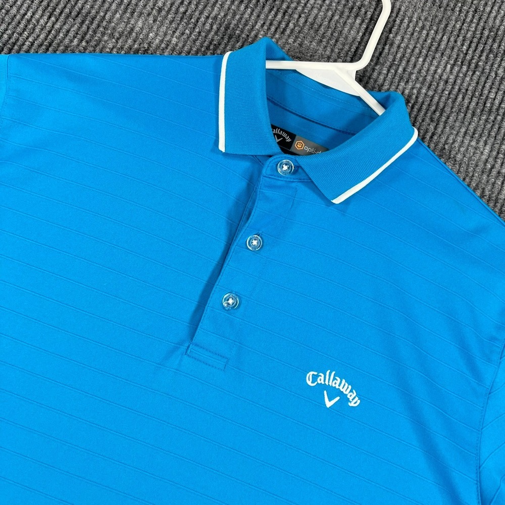 Callaway Polo Shirt Mens Medium Blue Short Sleeve Golf Performance Casual